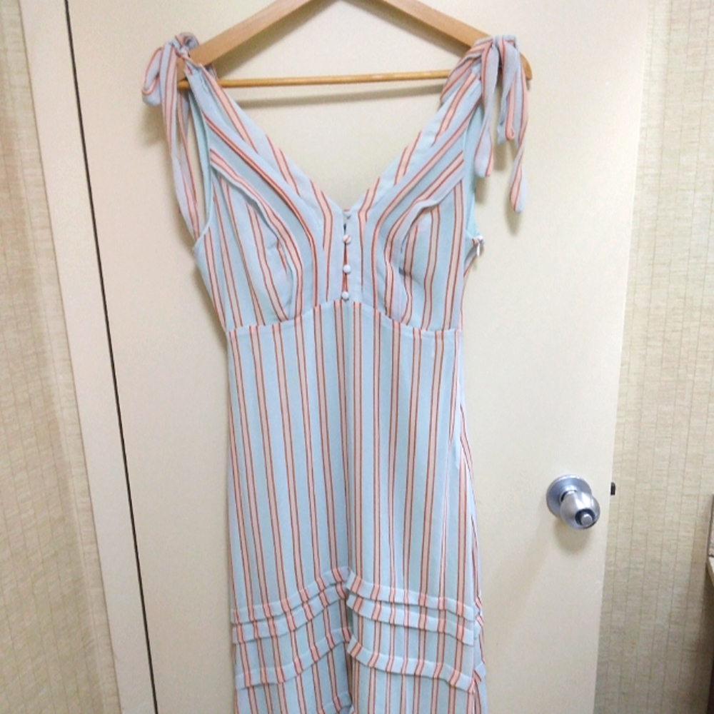 💞2 FOR $40-DESIGHNER Size S Baby Blue Multi Color Vertical Striped, Sundress 💞